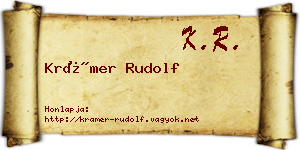 Krámer Rudolf névjegykártya